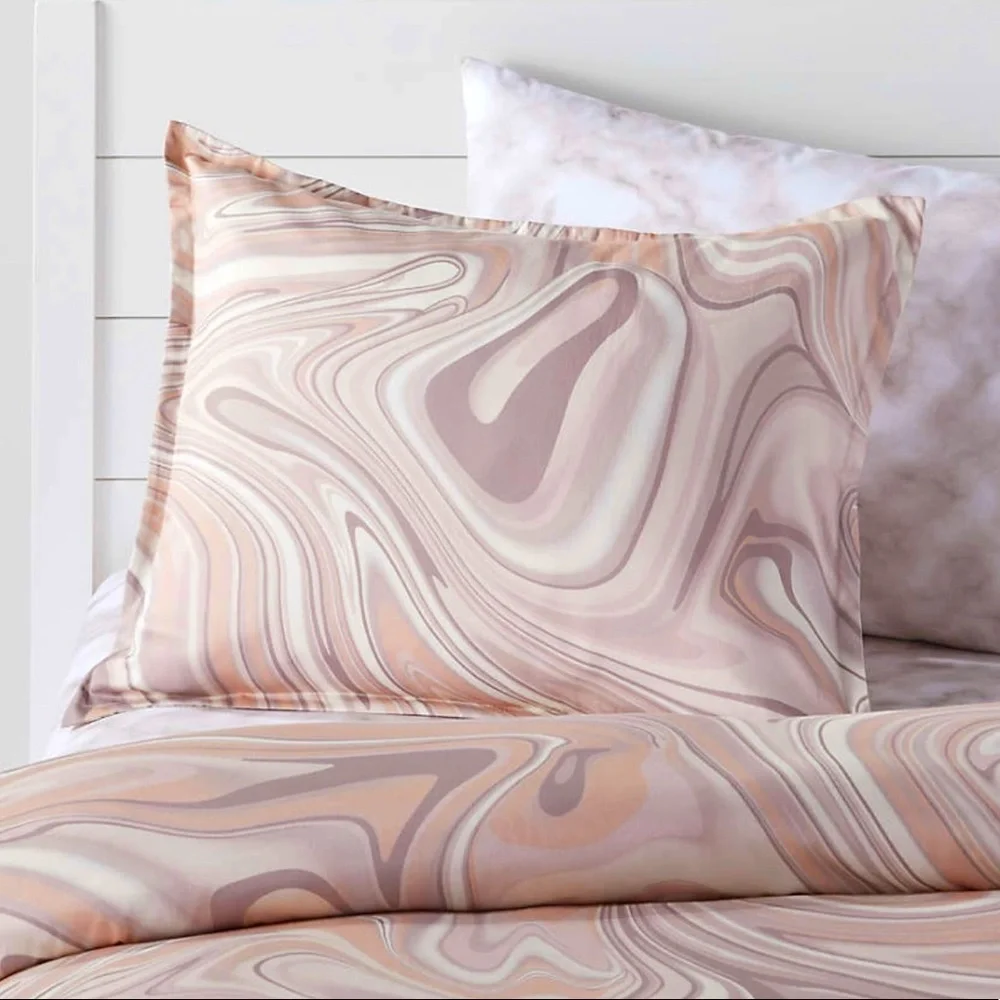 Crate & Barrel Marble Twin Duvet Cover and matching Marble Standard Sham